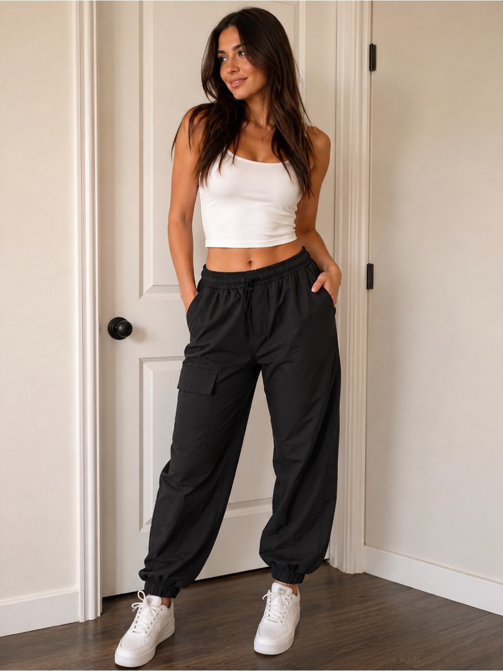 Noli Black Cargo Jogger Track Pants